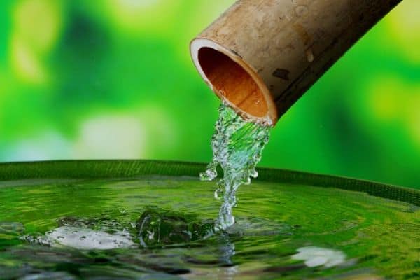 Outdoor bamboo water fountain