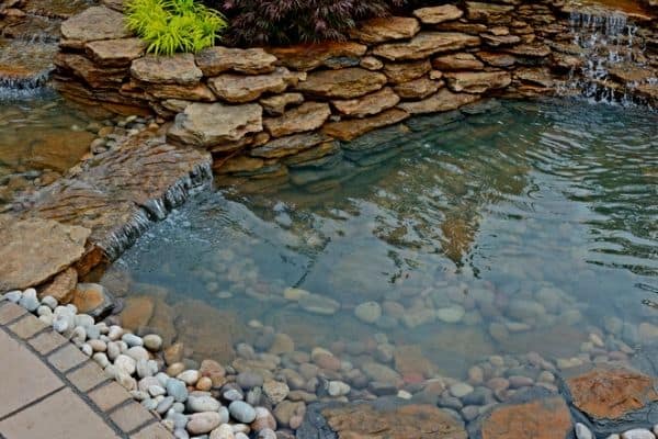 Pond edging with rocks