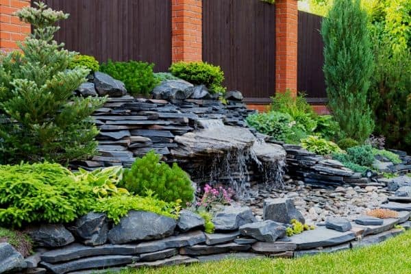 waterfall with pond rocks