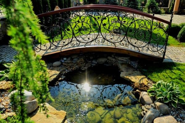 garden stream with bridge