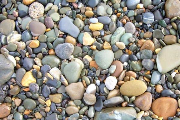 colorful pond pebbles