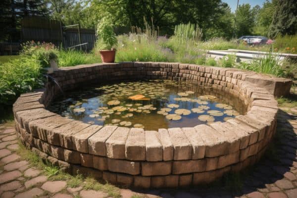 raised pond made from pavers