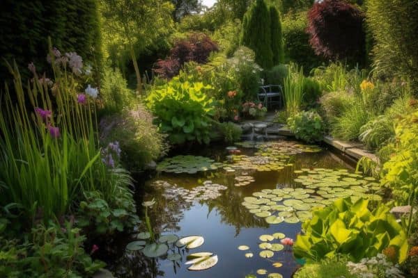 plants around pond