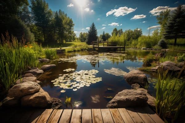 sunlight on a pond