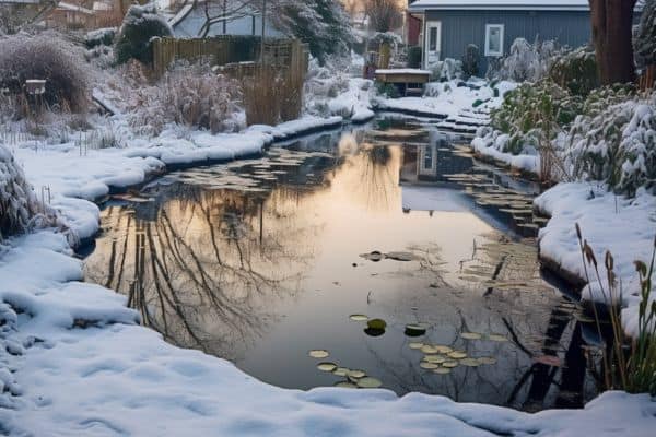 frozen pond in winter