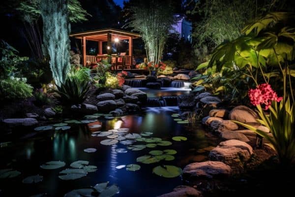 koi pond lighting