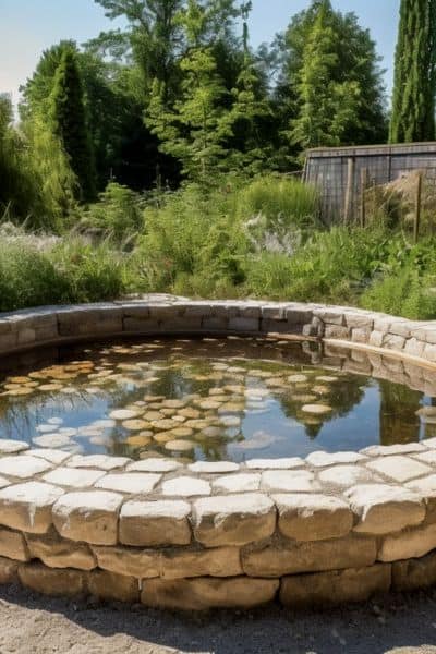 round pond with bricks