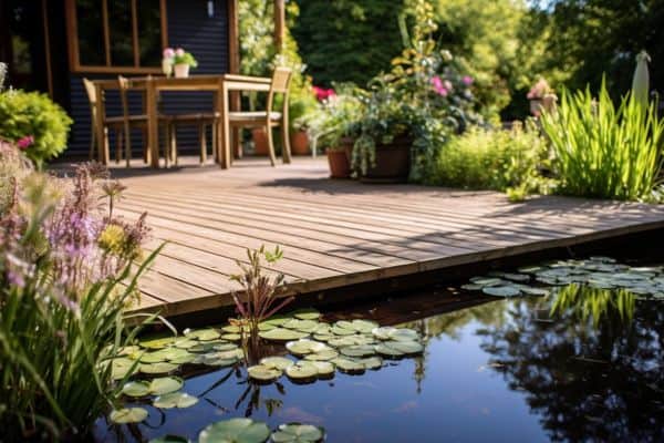 backyard pond decking