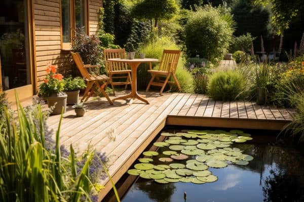garden pond decking