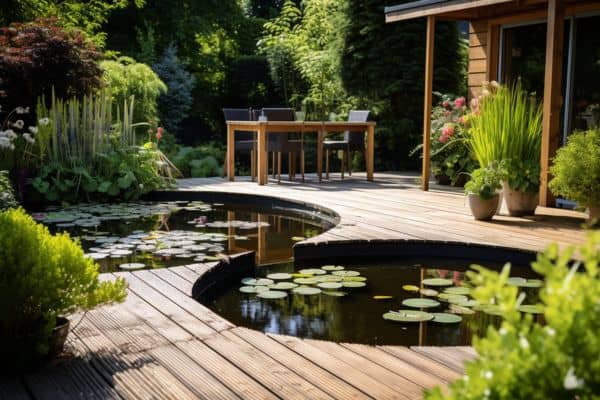 circular pond decking