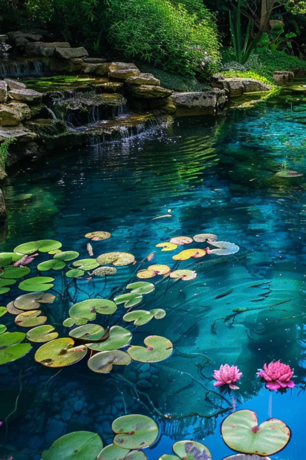 beautiful blue pond water
