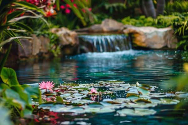 small pond with blue water