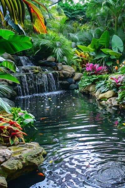 waterfall in pond